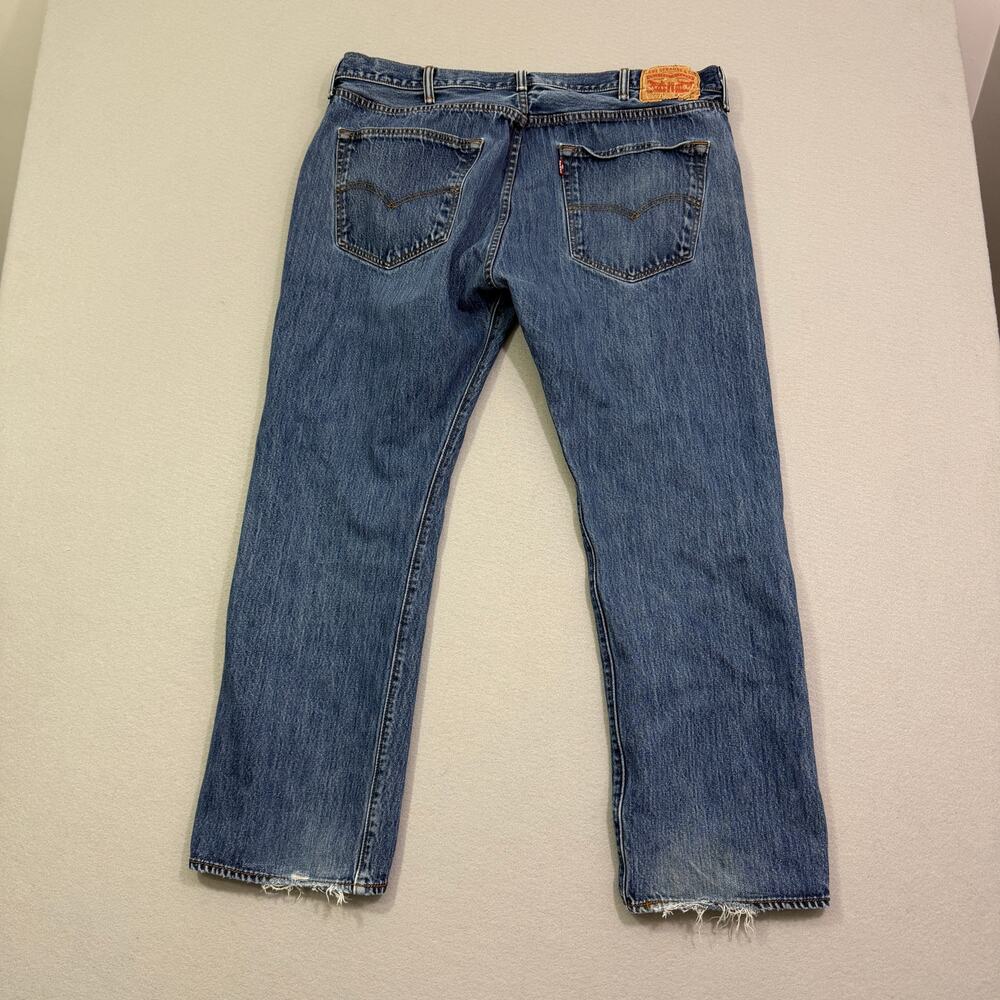 Levis 501 Jeans Men's 40x29 Blue Denim Faded Straight Leg Button Fly Distressed - Picture 7 of 11